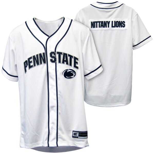 white Penn State baseball jersey with Nittany Lions on back